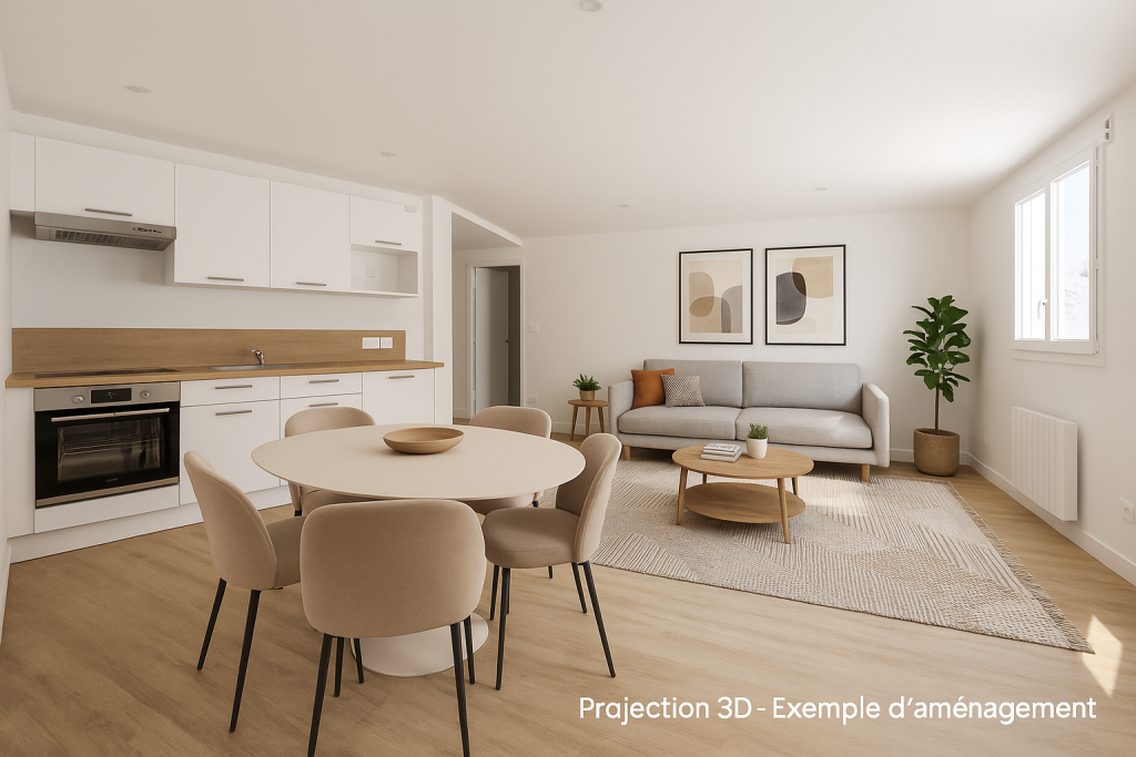 Interieur moderne en 3D minimaliste